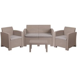 Flash Furniture - Seneca Outdoor  Contemporary Resin 4 Piece Patio Set - Light Gray - Front_Zoom