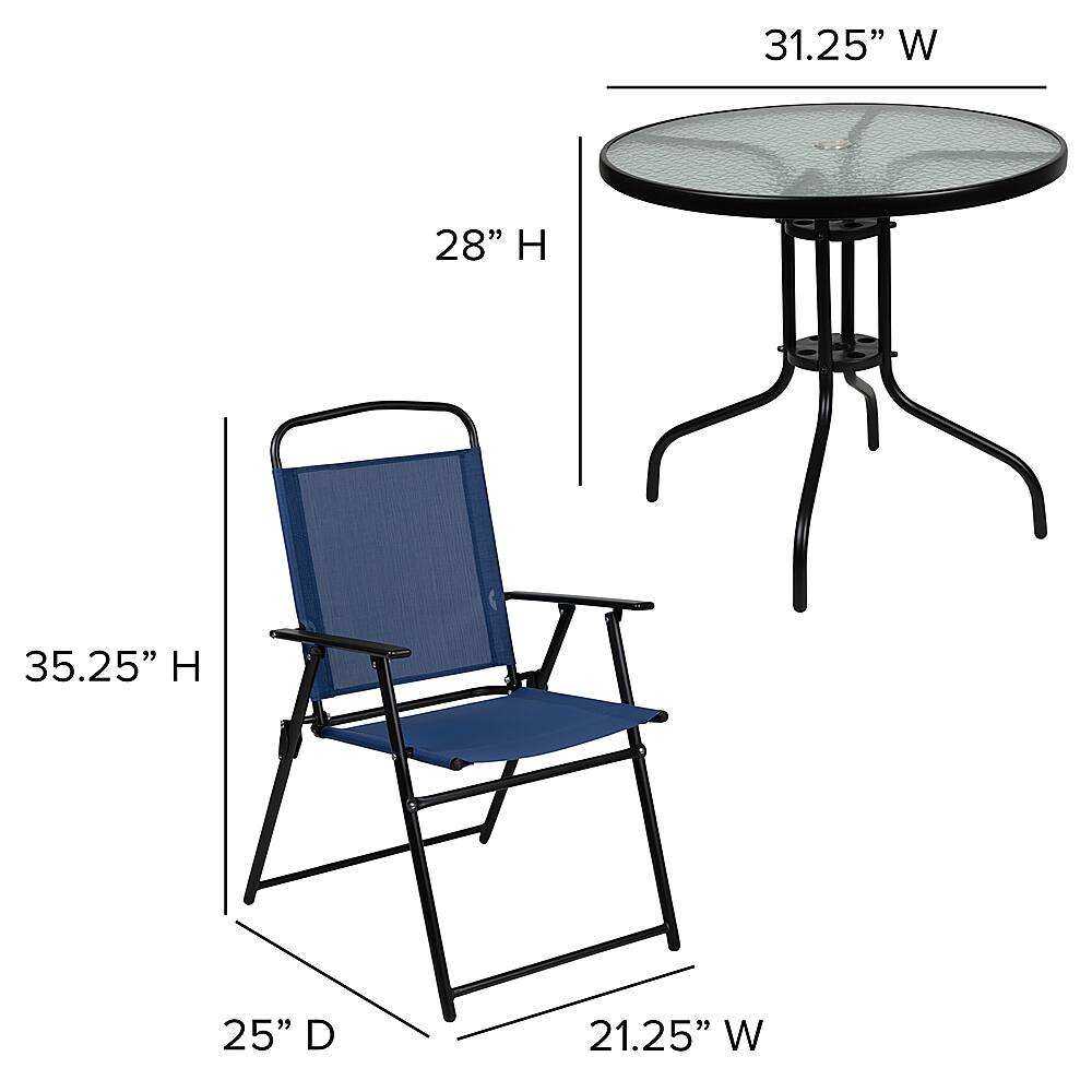 Alt View 13. Alamont Home - Nantucket Outdoor Round Contemporary Metal 6 Piece Patio Set - Navy.