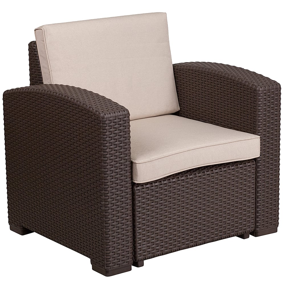 Front. Alamont Home - Seneca Patio Lounge Chair - Chocolate Brown.