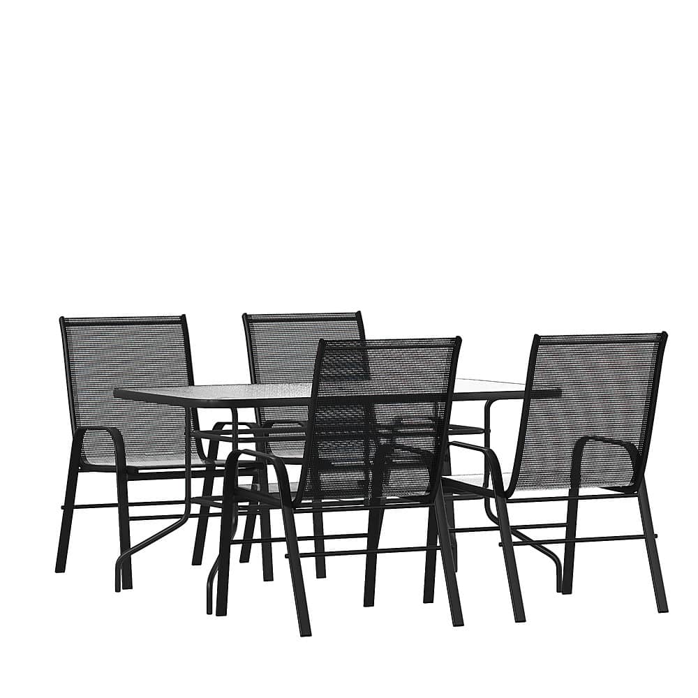 Alamont Home - Brazos Outdoor Rectangle Contemporary 5 Piece Patio Set - Black - Front_Zoom