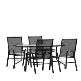 Alamont Home - Brazos Outdoor Rectangle Contemporary  5 Piece Patio Set - Black