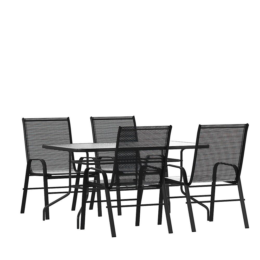Alamont Home - Brazos Outdoor Rectangle Contemporary 5 Piece Patio Set - Black