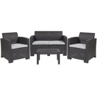 Flash Furniture - Seneca Outdoor Rectangle Contemporary Resin 4 Piece Patio Set - Dark Gray - Front_Zoom