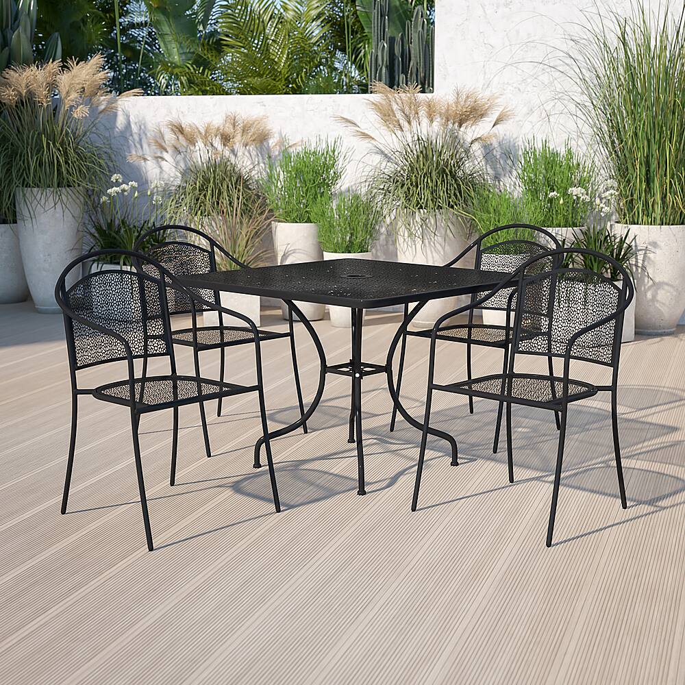 Alt View 11. Alamont Home - Oia Outdoor Square Contemporary Metal 5 Piece Patio Set - Black.