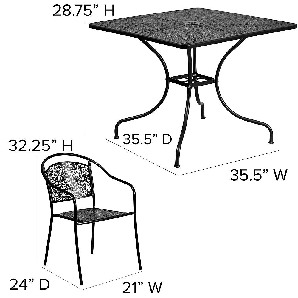 Alt View 12. Alamont Home - Oia Outdoor Square Contemporary Metal 5 Piece Patio Set - Black.