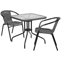 Clear Top/Gray Rattan
