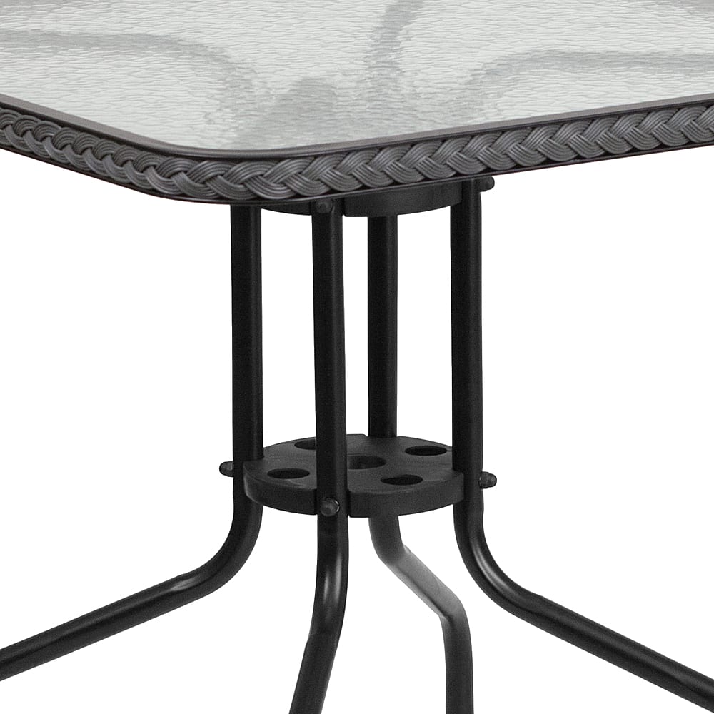 Alt View 13. Alamont Home - Lila Outdoor Square Contemporary Metal 3 Piece Patio Set - Clear Top/Gray Rattan.