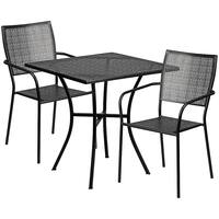 Alamont Home - Oia Outdoor Square Contemporary Metal 3 Piece Patio Set - Black - Front_Zoom
