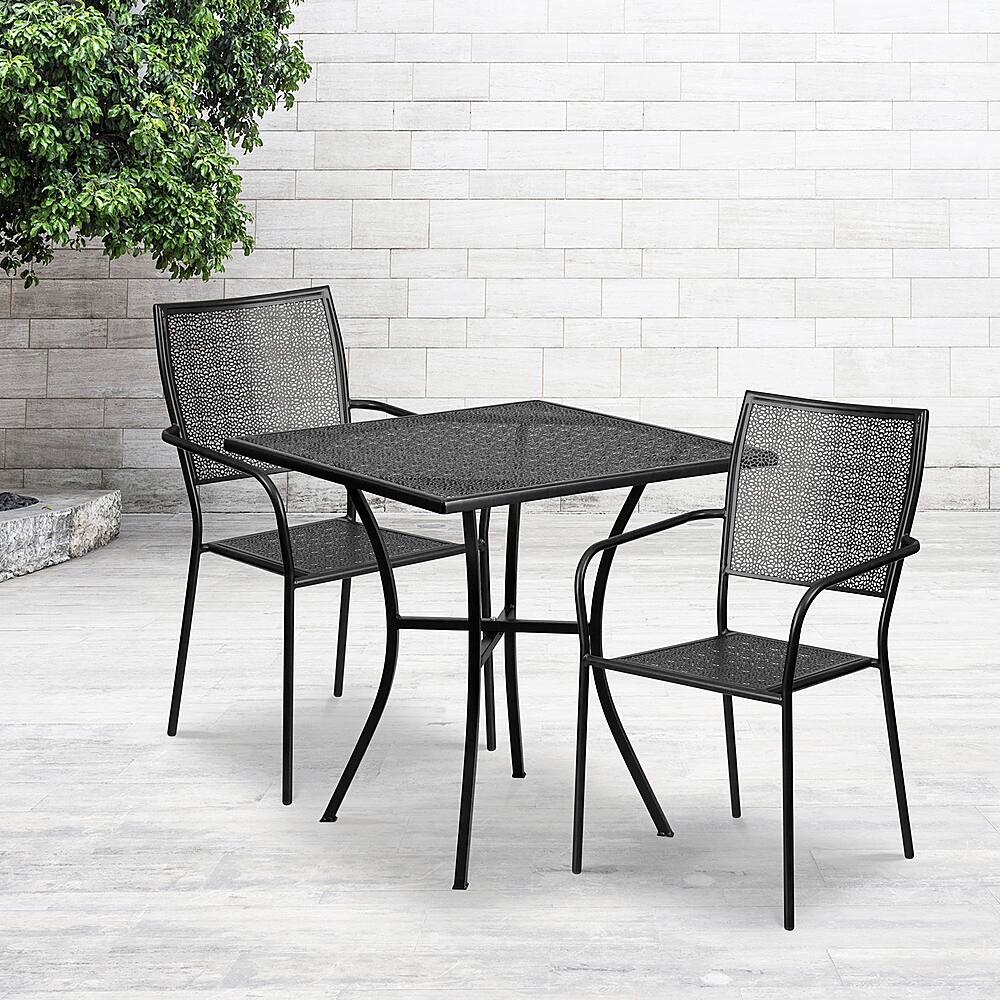 Alt View 11. Alamont Home - Oia Outdoor Square Contemporary Metal 3 Piece Patio Set - Black.