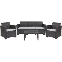 Flash Furniture - Seneca Outdoor  Contemporary Resin 4 Piece Patio Set - Dark Gray - Front_Zoom