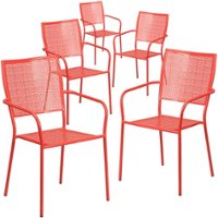 Flash Furniture - Oia Patio Chair (set of 5) - Coral - Front_Zoom