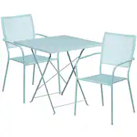 Alamont Home - Oia Outdoor Square Contemporary Metal 3 Piece Patio Set - Sky Blue - Front_Zoom