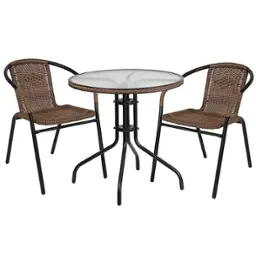 Clear Top/Dark Brown Rattan