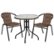 Front. Flash Furniture - Lila Outdoor Round Contemporary Metal 3 Piece Patio Set - Clear Top/Dark Brown Rattan.