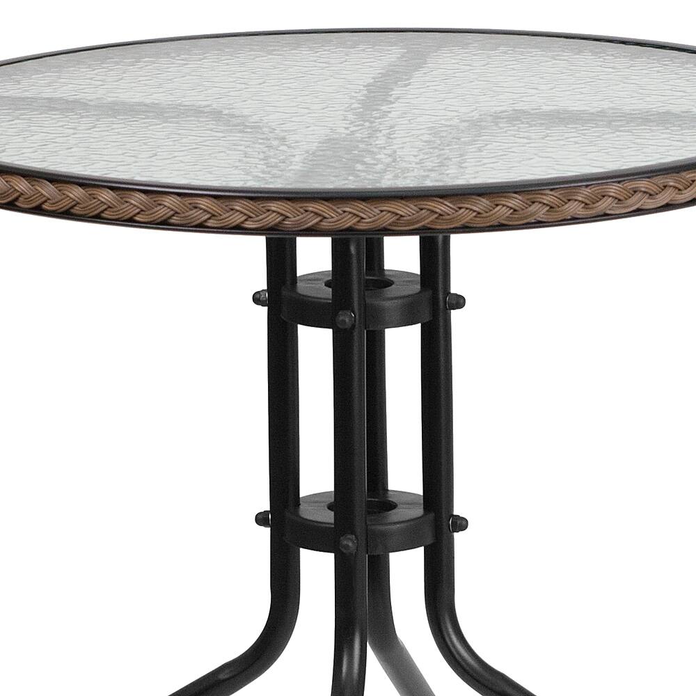 Alt View 13. Alamont Home - Lila Outdoor Round Contemporary Metal 3 Piece Patio Set - Clear Top/Dark Brown Rattan.