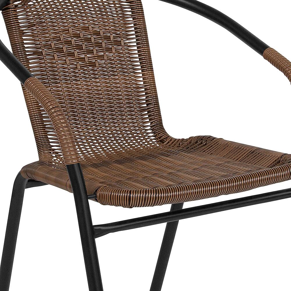 Alt View 14. Alamont Home - Lila Outdoor Round Contemporary Metal 3 Piece Patio Set - Clear Top/Dark Brown Rattan.