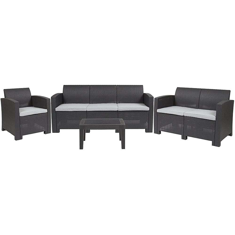 Alamont Home - Seneca Outdoor Contemporary Resin 4 Piece Patio Set - Dark Gray - Front_Zoom
