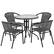 Front. Alamont Home - Lila Outdoor Round Contemporary Metal 5 Piece Patio Set - Clear Top/Gray Rattan.