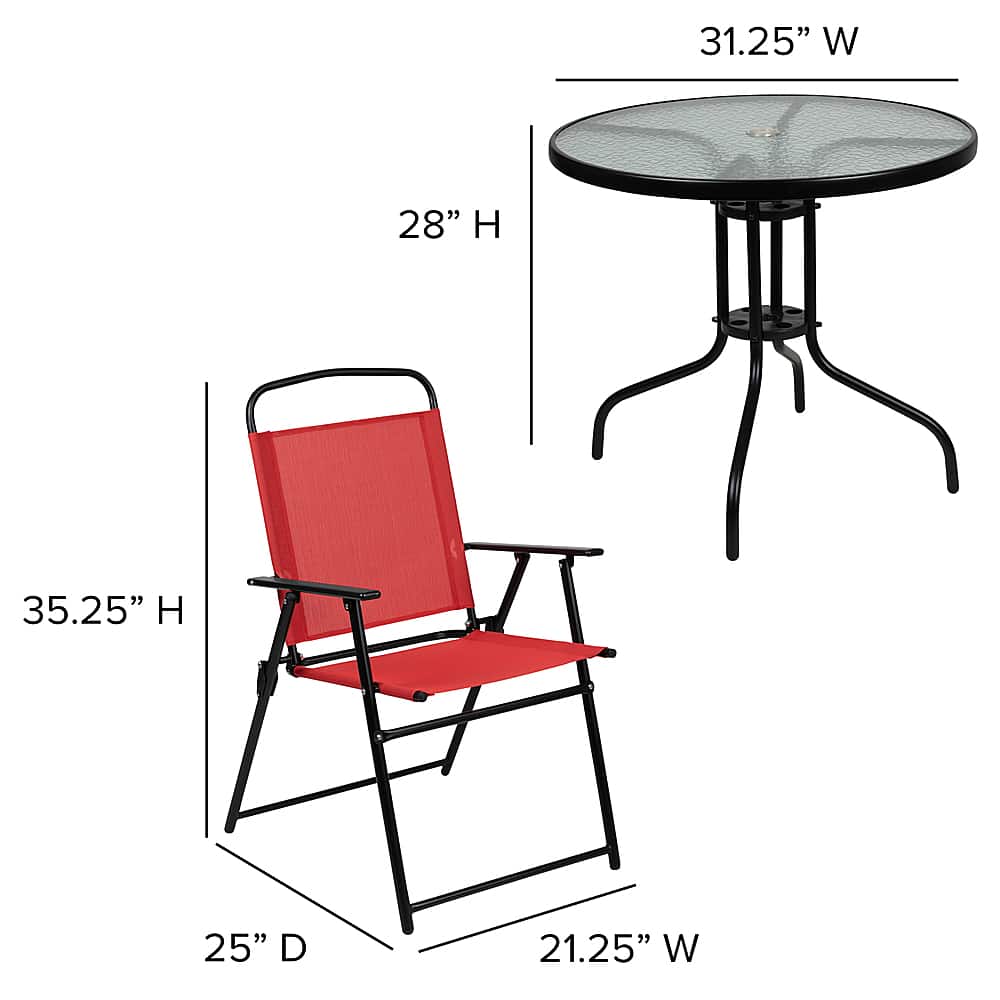 Alt View 13. Alamont Home - Nantucket Outdoor Round Contemporary Metal 6 Piece Patio Set - Red.