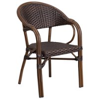 Flash Furniture - Lila Patio Chair - Dark Brown Rattan/Red Bamboo-Aluminum Frame - Front_Zoom