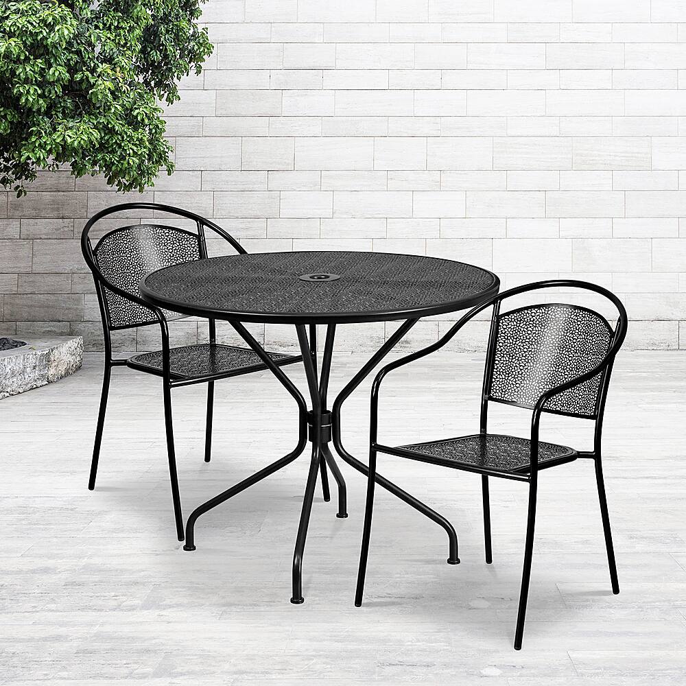 Alt View 11. Alamont Home - Oia Outdoor Round Contemporary Metal 3 Piece Patio Set - Black.