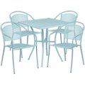 Front. Flash Furniture - Oia Outdoor Square Contemporary Metal 5 Piece Patio Set - Sky Blue.