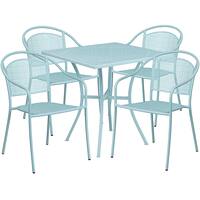 Alamont Home - Oia Outdoor Square Contemporary Metal 5 Piece Patio Set - Sky Blue - Front_Zoom