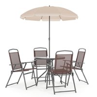 Flash Furniture - Nantucket Outdoor Round Contemporary Metal 6 Piece Patio Set - Brown - Front_Zoom