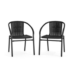 Flash Furniture - Lila Patio Chair (set of 2) - Black - Front_Zoom