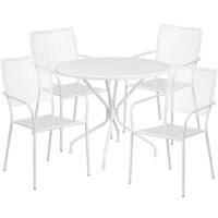 Alamont Home - Oia Outdoor Round Contemporary Metal 5 Piece Patio Set - White - Front_Zoom