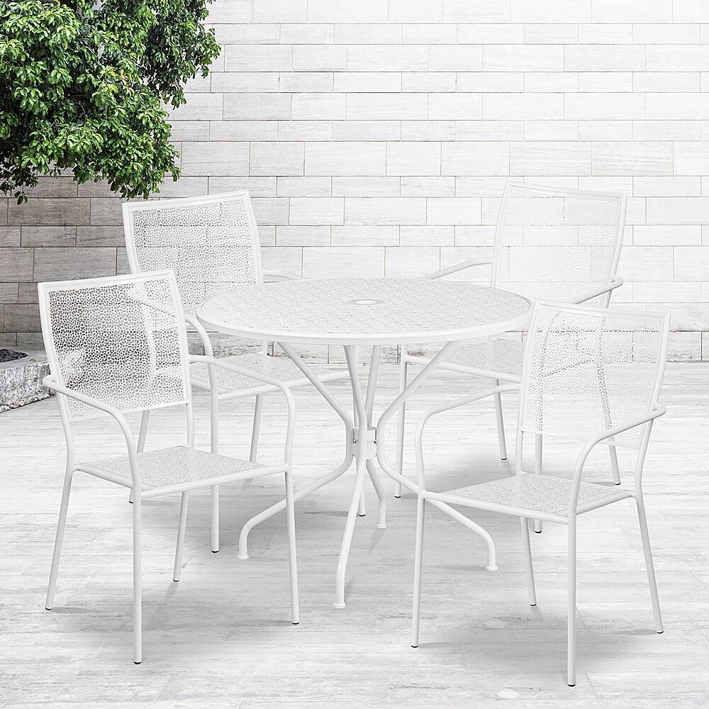 Alt View 11. Alamont Home - Oia Outdoor Round Contemporary Metal 5 Piece Patio Set - White.