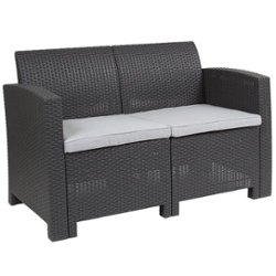 Flash Furniture - Seneca Patio Lounge Loveseat - Dark Gray - Front_Zoom