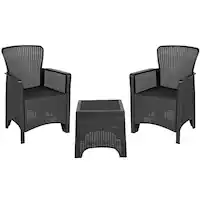 Alamont Home - Seneca Outdoor Square Contemporary Resin 3 Piece Patio Set - Dark Gray - Front_Zoom