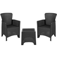 Flash Furniture - Seneca Outdoor Square Contemporary Resin 3 Piece Patio Set - Dark Gray - Front_Zoom