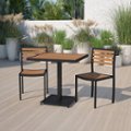Alt View 11. Flash Furniture - Lark Outdoor Square Modern Metal 3 Piece Patio Set - Teak.
