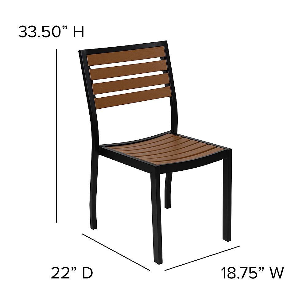 Alt View 12. Alamont Home - Lark Outdoor Square Modern Metal 3 Piece Patio Set - Teak.