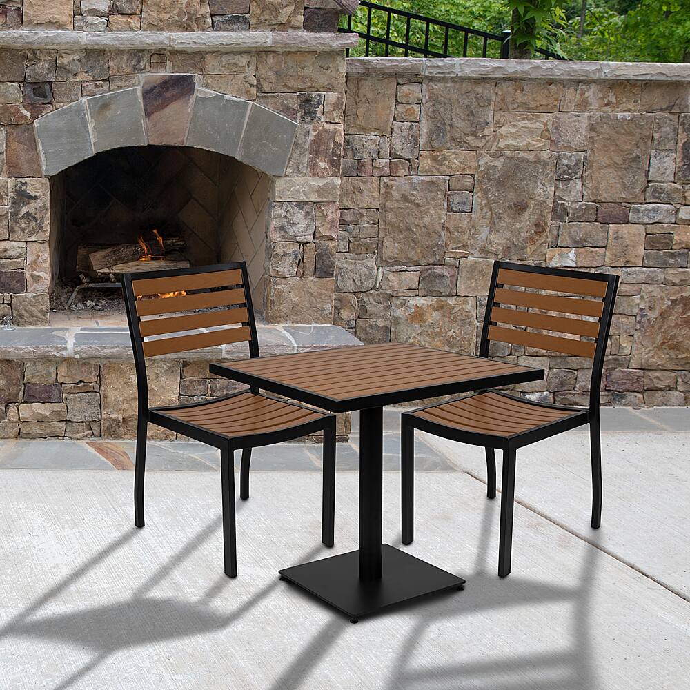 Alt View 14. Alamont Home - Lark Outdoor Square Modern Metal 3 Piece Patio Set - Teak.