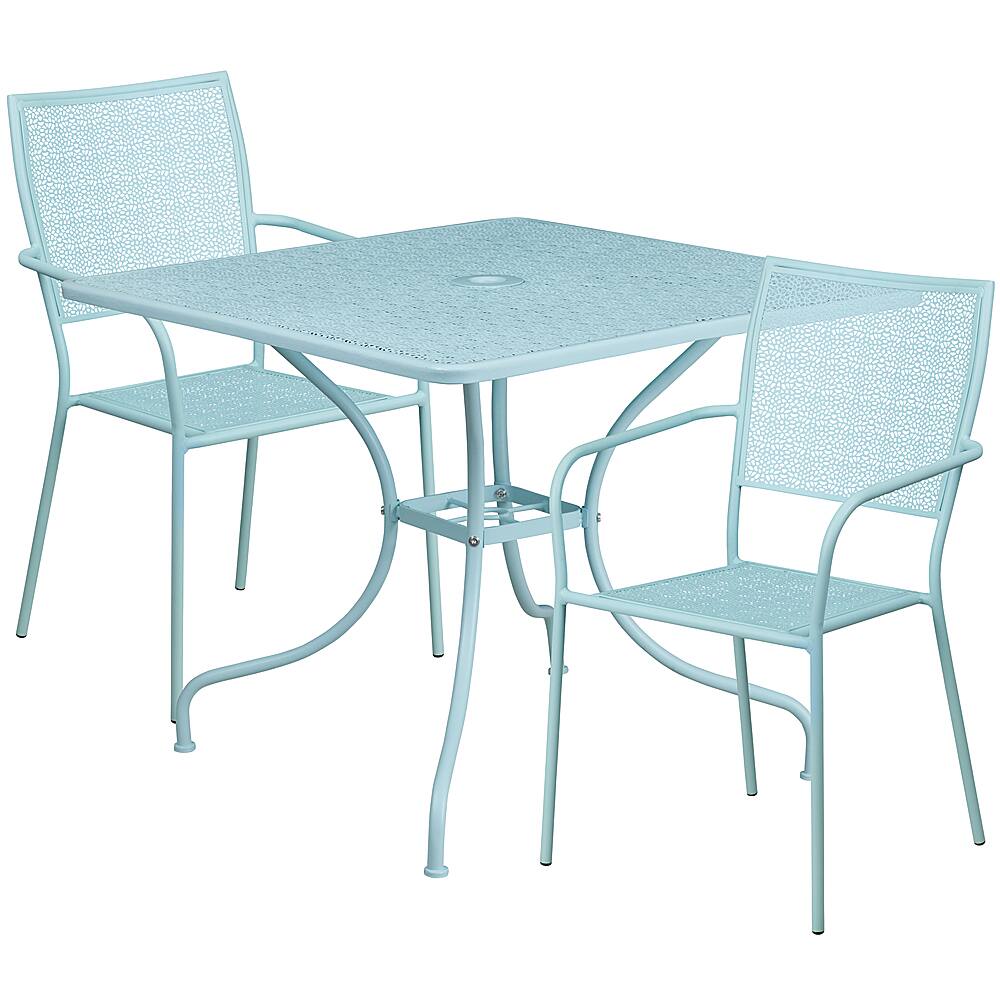 Alamont Home - Oia Outdoor Square Contemporary Metal 3 Piece Patio Set - Sky Blue - Front_Zoom