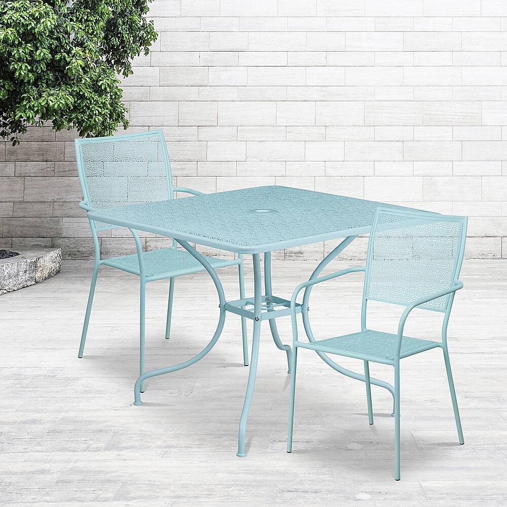 Alt View 11. Alamont Home - Oia Outdoor Square Contemporary Metal 3 Piece Patio Set - Sky Blue.