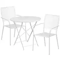 Alamont Home - Oia Outdoor Round Contemporary Metal 3 Piece Patio Set - White - Front_Zoom