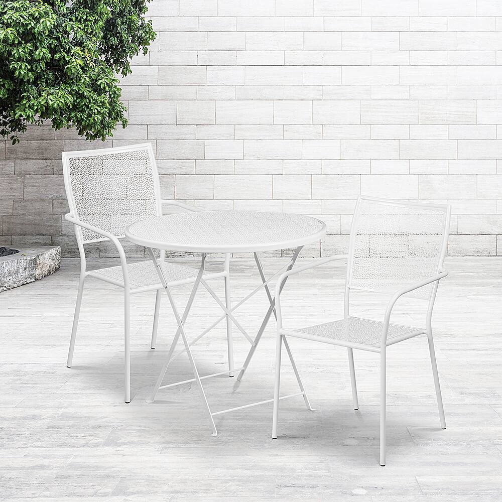 Alt View 11. Alamont Home - Oia Outdoor Round Contemporary Metal 3 Piece Patio Set - White.