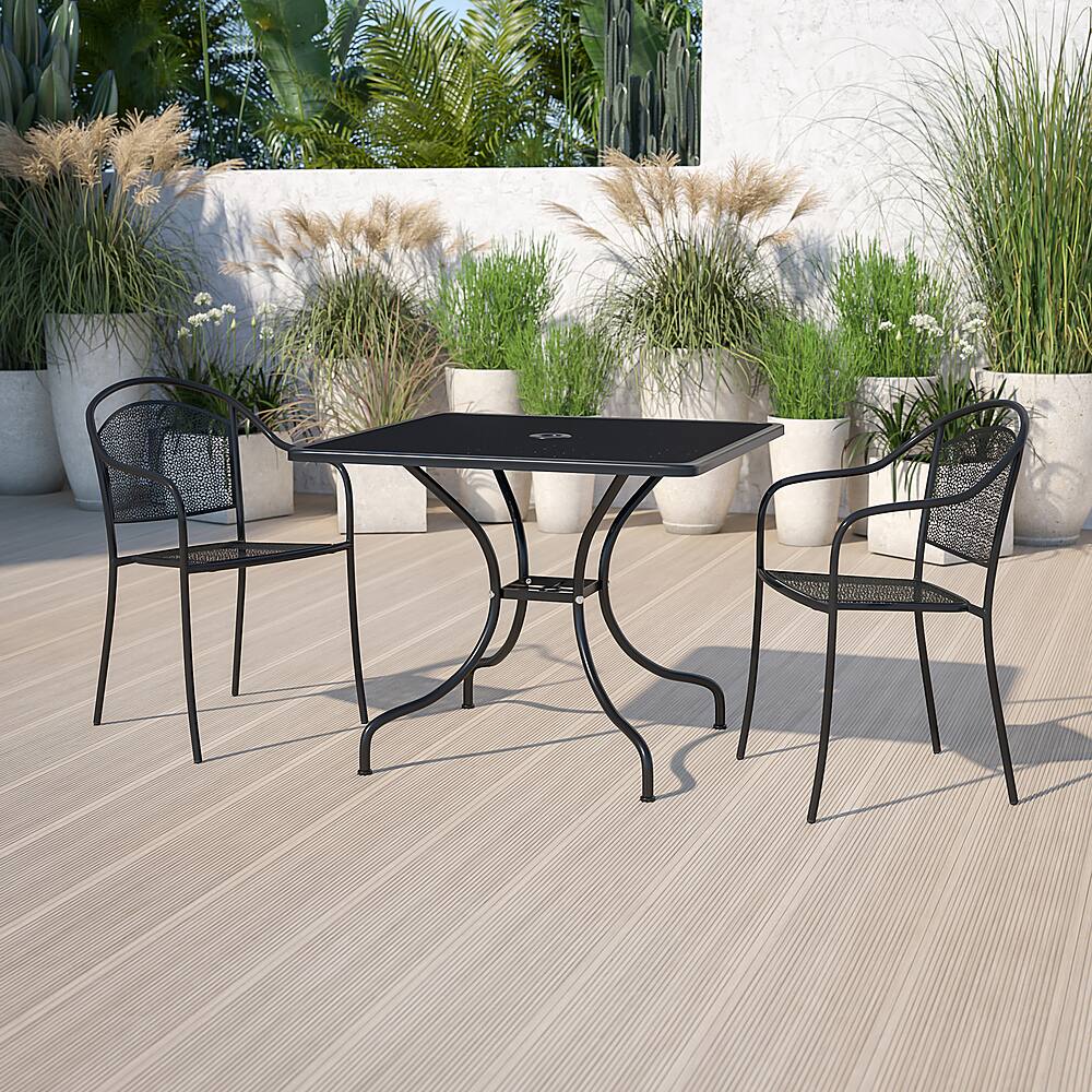 Alt View 11. Alamont Home - Oia Square Contemporary Patio Table - Black - Black.