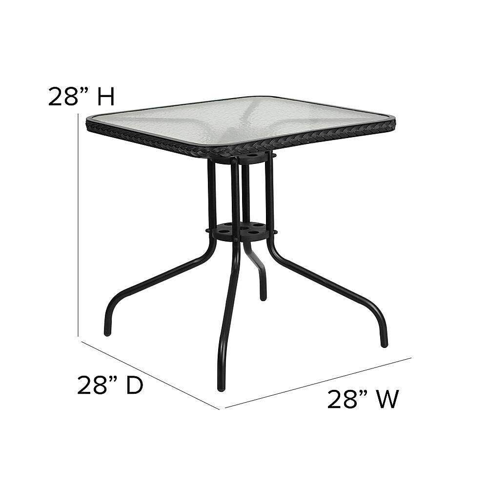 Alt View 12. Alamont Home - Lila Outdoor Square Contemporary Metal 3 Piece Patio Set - Clear Top/Black Rattan.