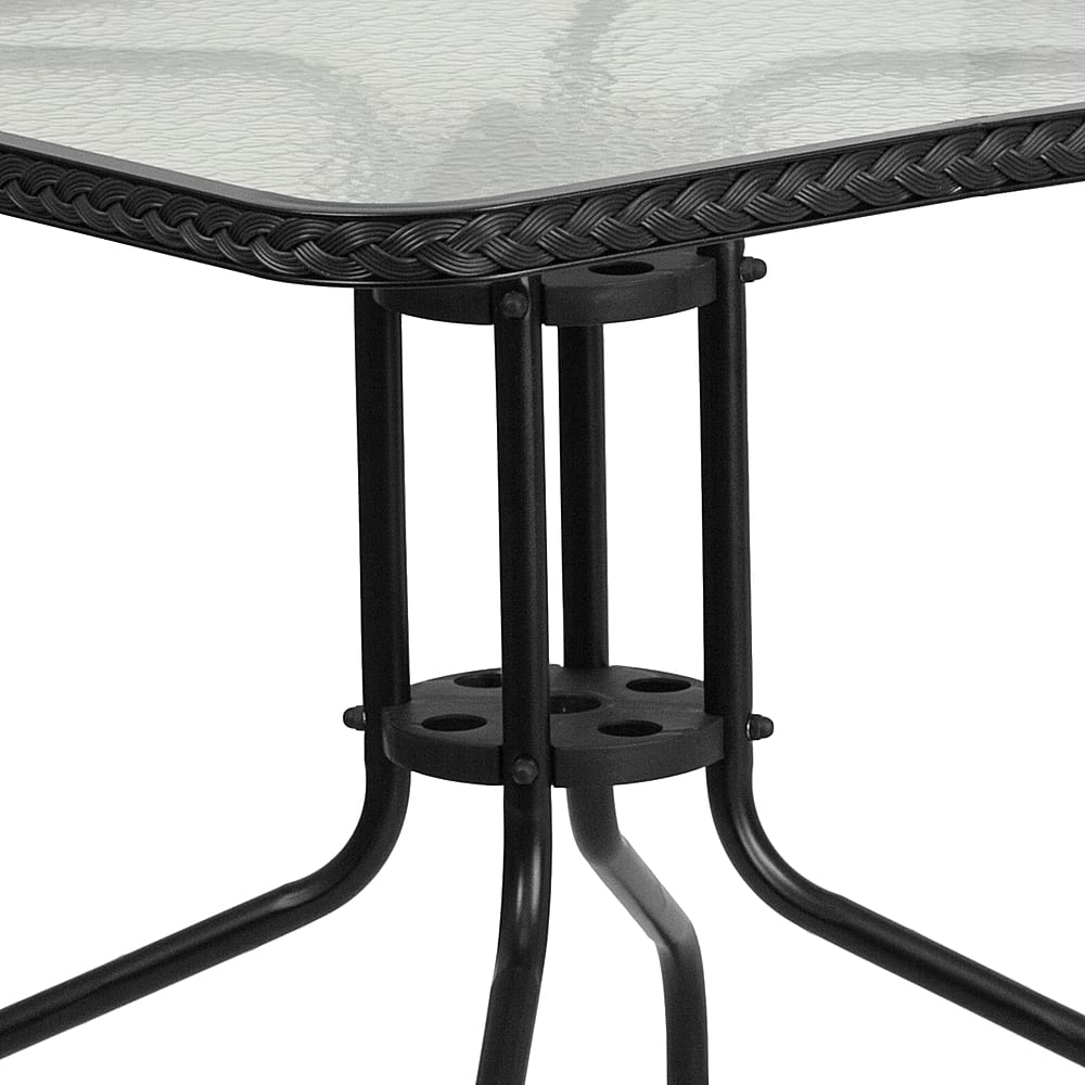 Alt View 13. Alamont Home - Lila Outdoor Square Contemporary Metal 3 Piece Patio Set - Clear Top/Black Rattan.