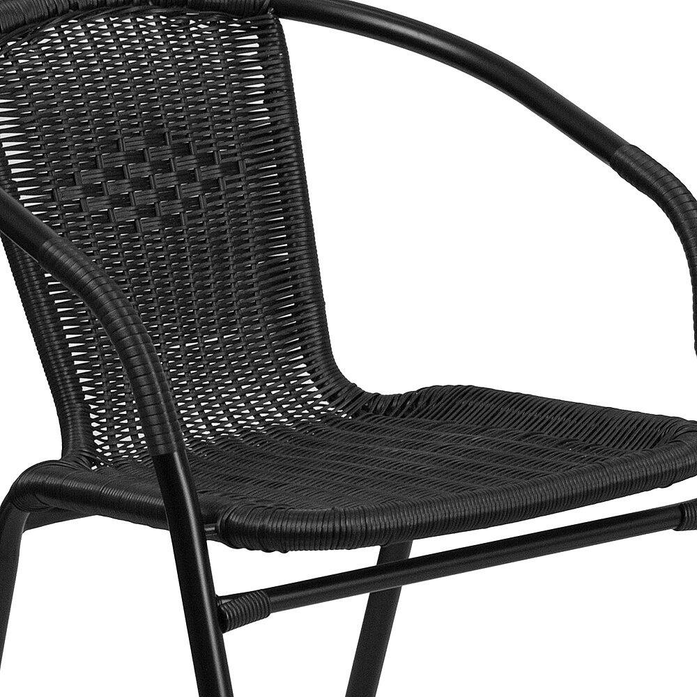 Alt View 15. Alamont Home - Lila Outdoor Square Contemporary Metal 3 Piece Patio Set - Clear Top/Black Rattan.