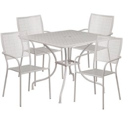 Flash Furniture - Oia Outdoor Square Contemporary Metal 5 Piece Patio Set - Light Gray - Front_Zoom
