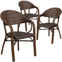 Alamont Home - Lila Patio Chair (set of 3) - Bark Brown Rattan/Bamboo-Aluminum Frame - Front_Zoom