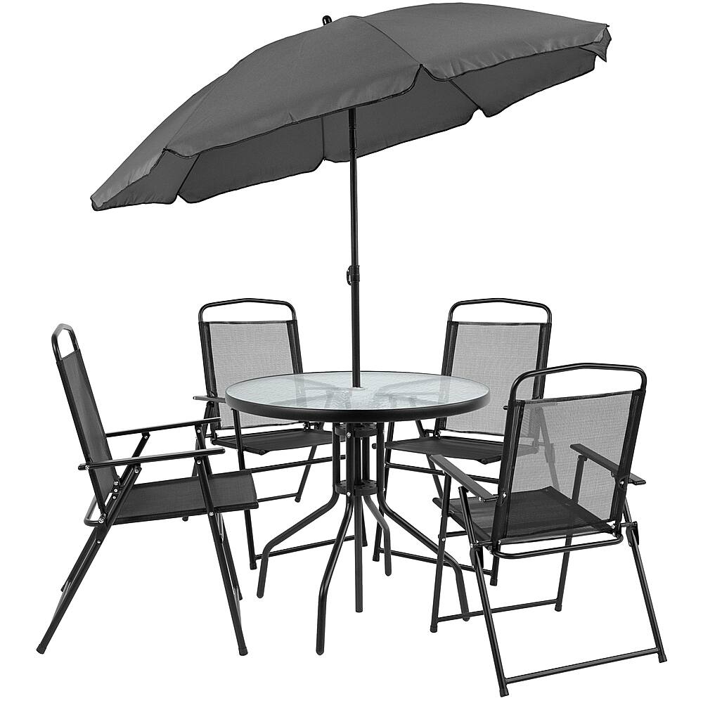 Alt View 19. Alamont Home - Nantucket Outdoor Round Contemporary Metal 6 Piece Patio Set - Black.