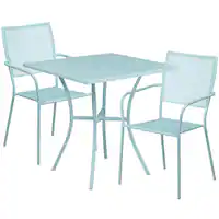 Alamont Home - Oia Outdoor Square Contemporary Metal 3 Piece Patio Set - Sky Blue - Front_Zoom