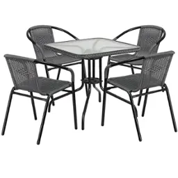 Clear Top/Gray Rattan